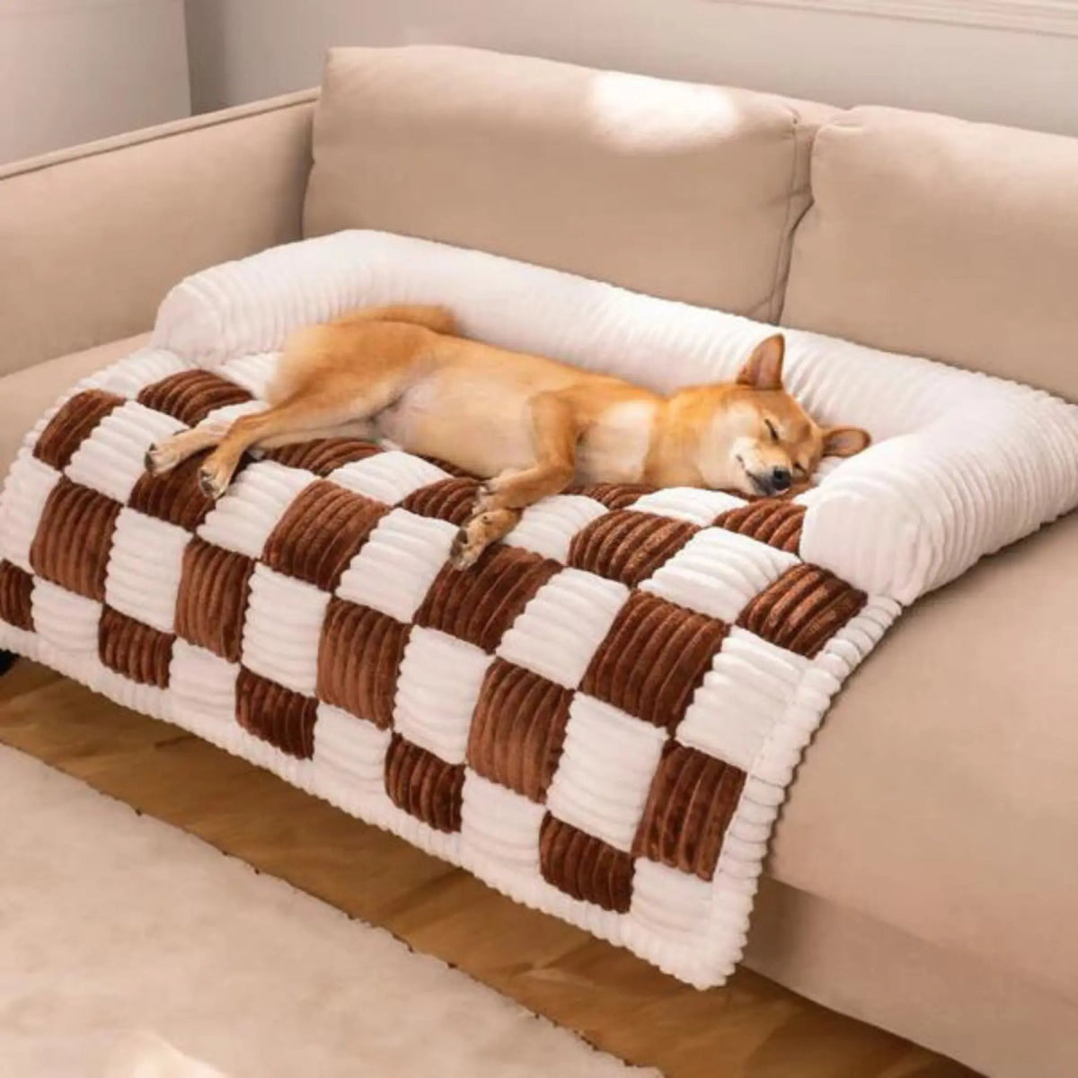 Pillow Pad - Protecteur de canapé pour chien en damier avec traversin - Pillow Pilou