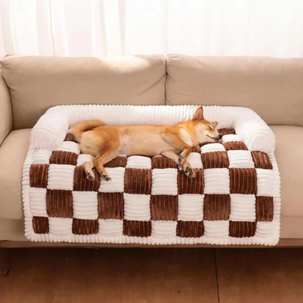 Pillow Pad - Protecteur de canapé pour chien en damier avec traversin - Pillow Pilou